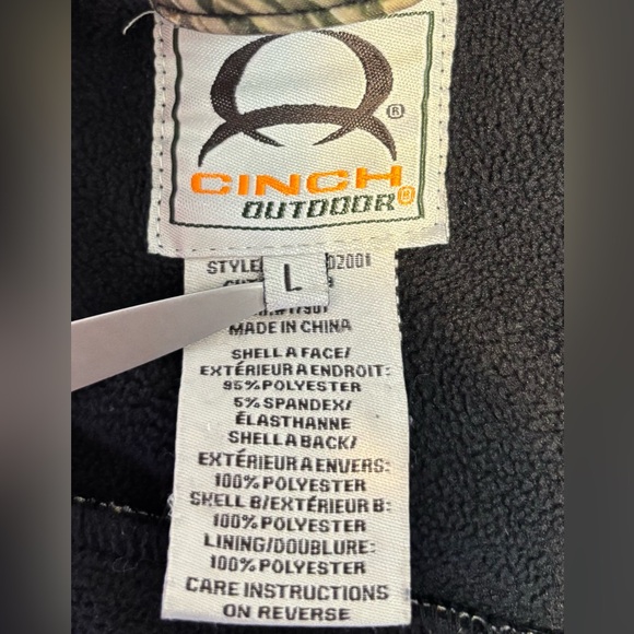 Cinch Outdoor Real Tree Soft Shell Black Camo Jacket Women’s Size Large - Picture 9 of 11